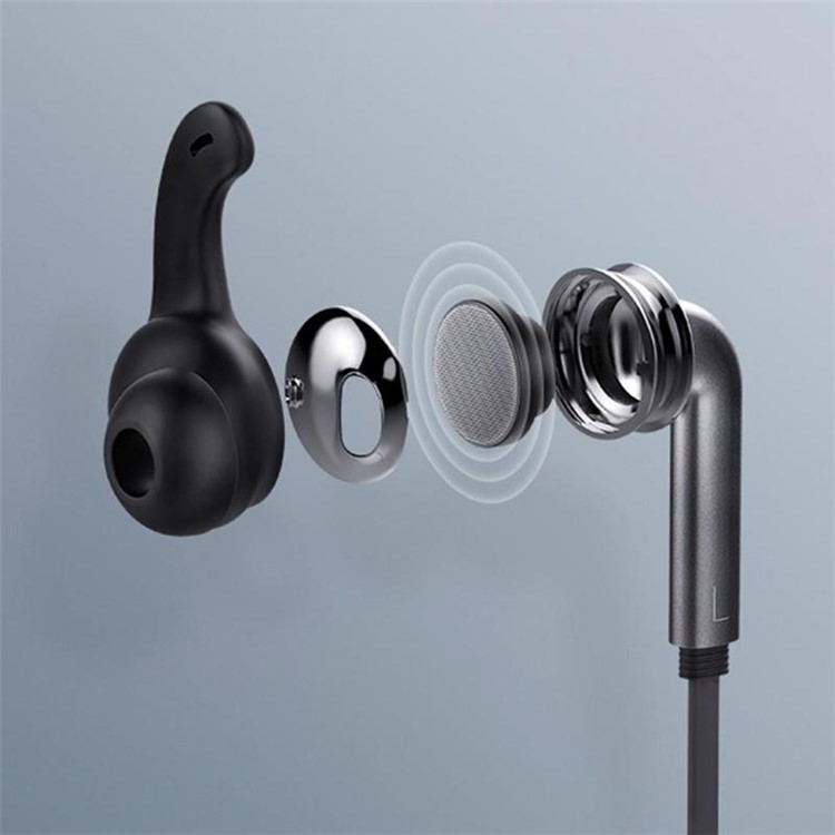 QCY QM04 L-shape 3.5mm Magnetic Sports In-ear Earphone with Mic - Black-7