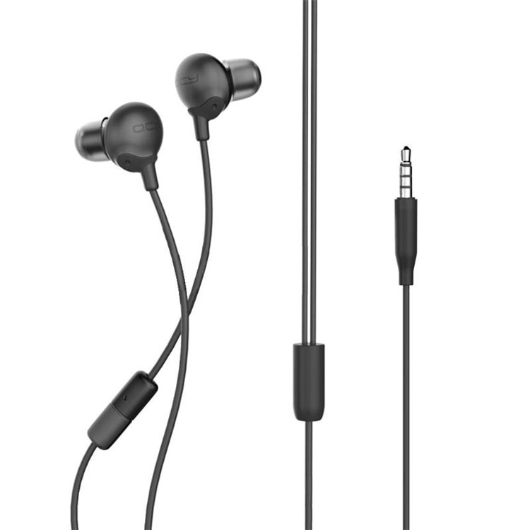 QCY QM05 3.5mm Wired Gaming Music HiFi Bass In-ear Earphones with Microphone for iPhone Samsung - Black-1