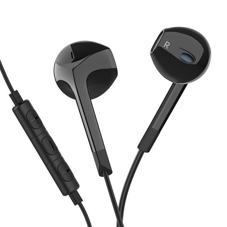 LANGSDOM E6U 3.5mm Half In-Ear Wired Earphone Headset with Microphone for iPhone Samsung LG - Black-3
