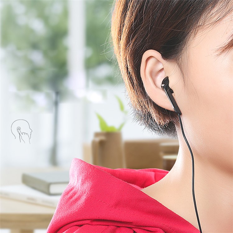 LANGSDOM E6U 3.5mm Half In-Ear Wired Earphone Headset with Microphone for iPhone Samsung LG - Black-4