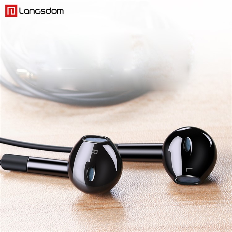 LANGSDOM E6U 3.5mm Half In-Ear Wired Earphone Headset with Microphone for iPhone Samsung LG - Black-7