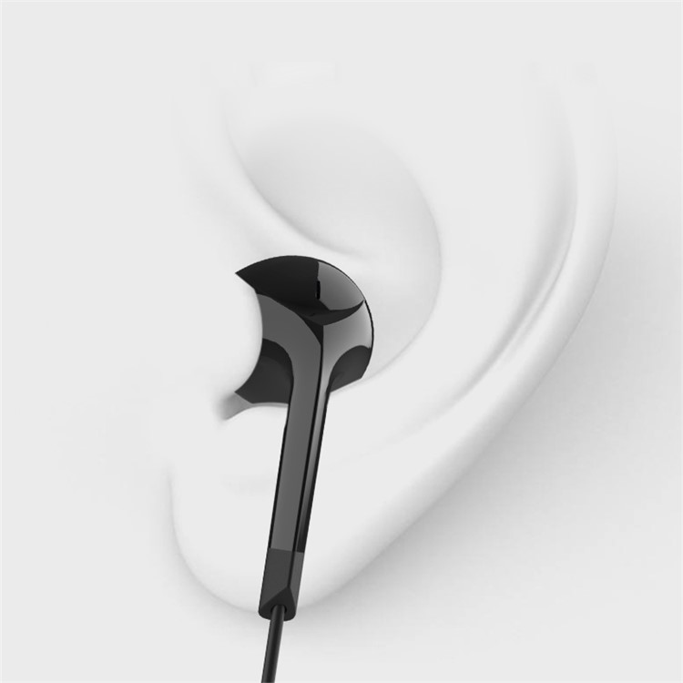 LANGSDOM E6U 3.5mm Half In-Ear Wired Earphone Headset with Microphone for iPhone Samsung LG - Black-8