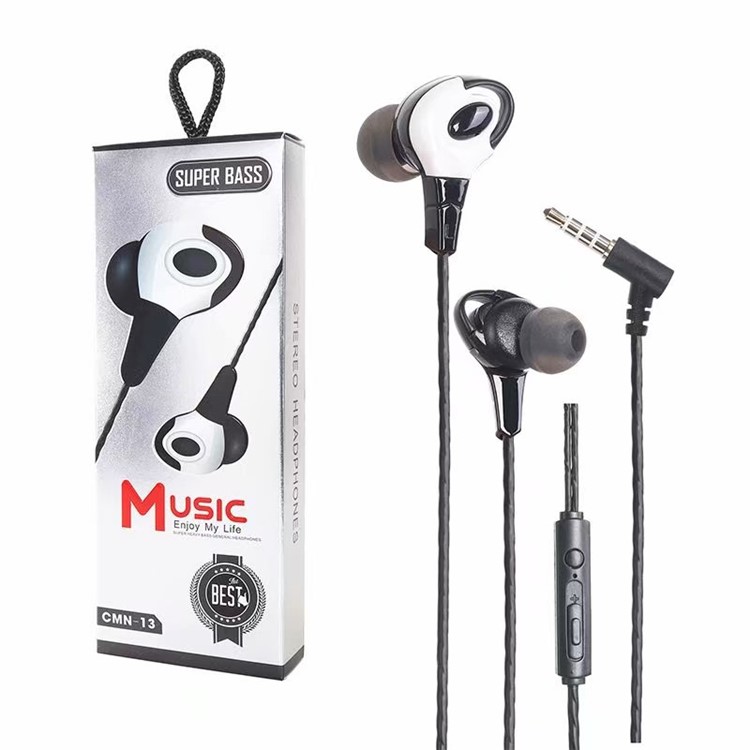 Universal 3.5mm Wired In-ear Headphone with Mic for iPhone Samsung - Black-2