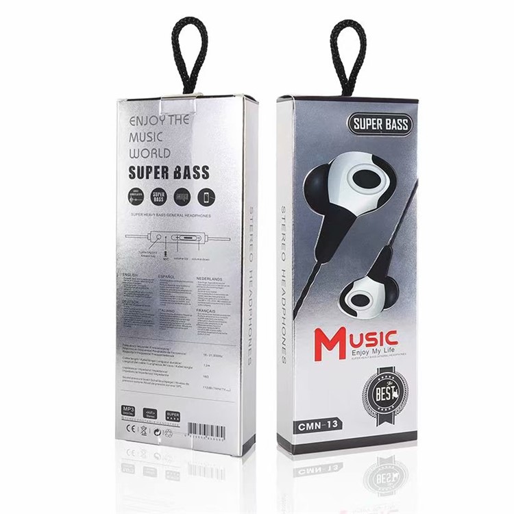 Universal 3.5mm Wired In-ear Headphone with Mic for iPhone Samsung - Black-3