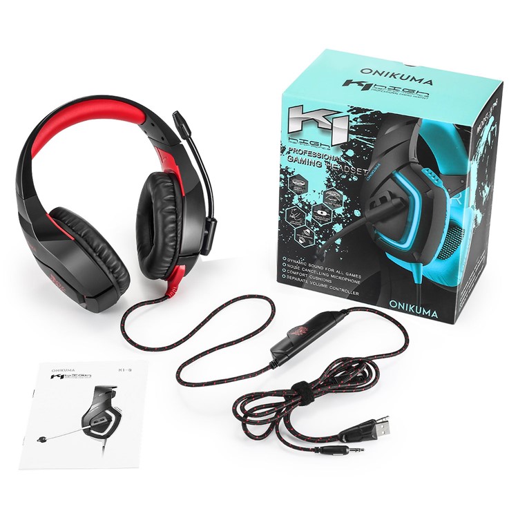 ONIKUMA K1-B 3,5 Mm Stereo USB LED Kopfhörer Gaming-Headset Mit Mikrofon - Rot-16