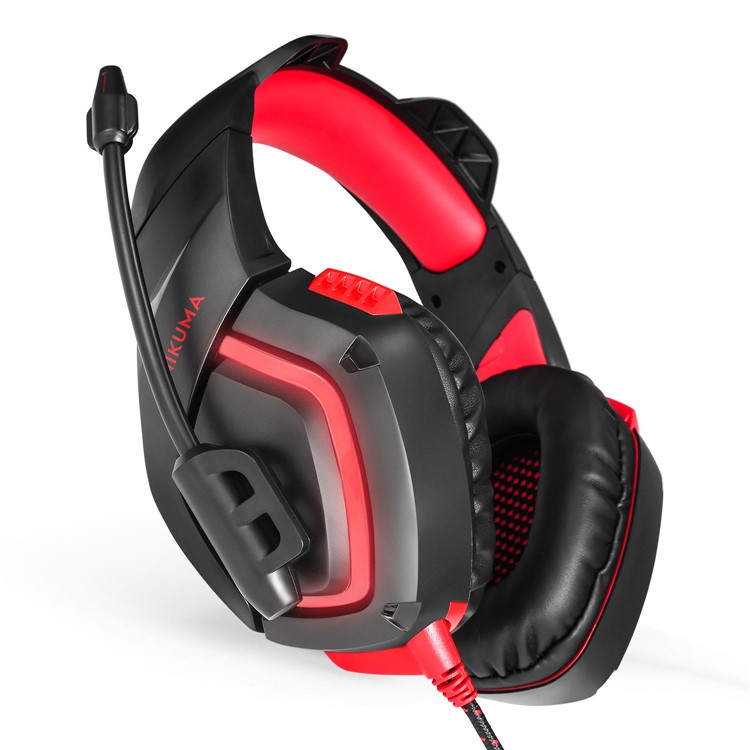 Onikuma K1-B 3.5 mm Auriculares de Juegos de Auriculares LED Estéreo USB Con Micrófono - Rojo-5