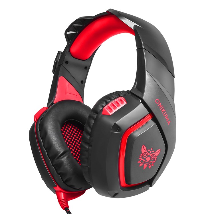 Onikuma K1-B 3.5 mm Auriculares de Juegos de Auriculares LED Estéreo USB Con Micrófono - Rojo-6