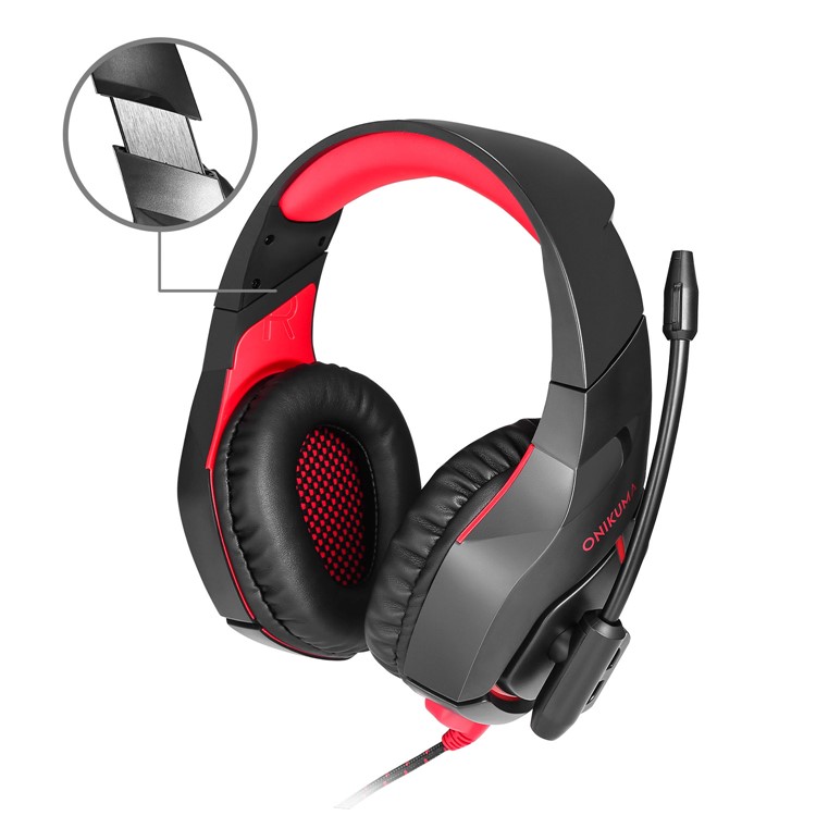 Onikuma K1-B 3.5 mm Auriculares de Juegos de Auriculares LED Estéreo USB Con Micrófono - Rojo-7