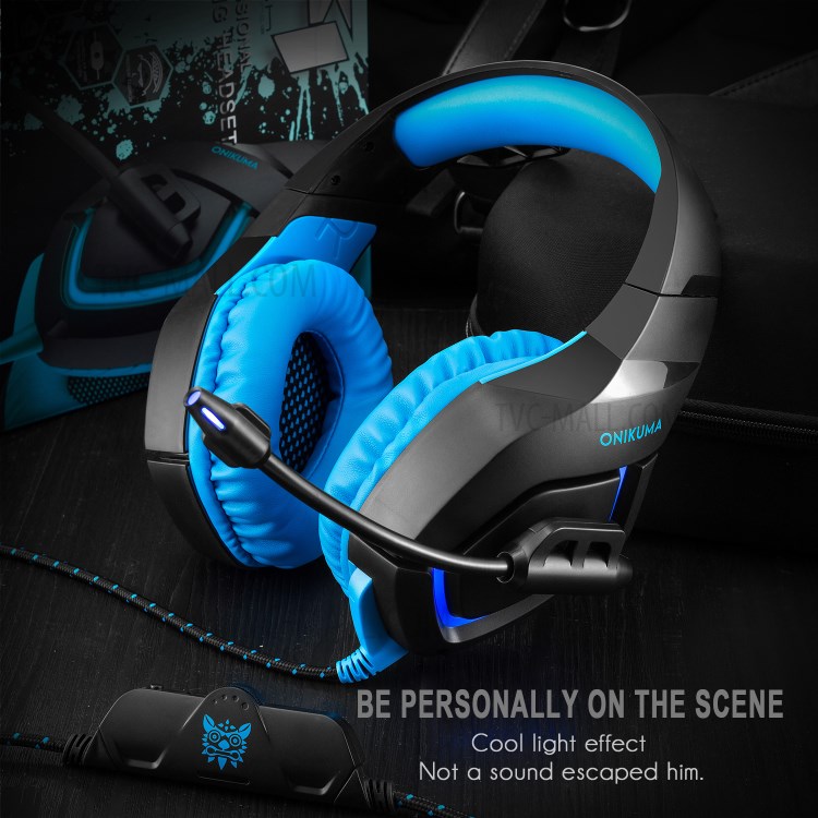 ONIKUMA K1-B Over-ear Noise Reduction PC Gaming Headphone with Mic for PS4 Laptop Computer Smart Phone Xbox One - Blue-19