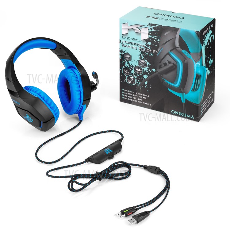 ONIKUMA K1-B Over-ear Noise Reduction PC Gaming Headphone with Mic for PS4 Laptop Computer Smart Phone Xbox One - Blue-20