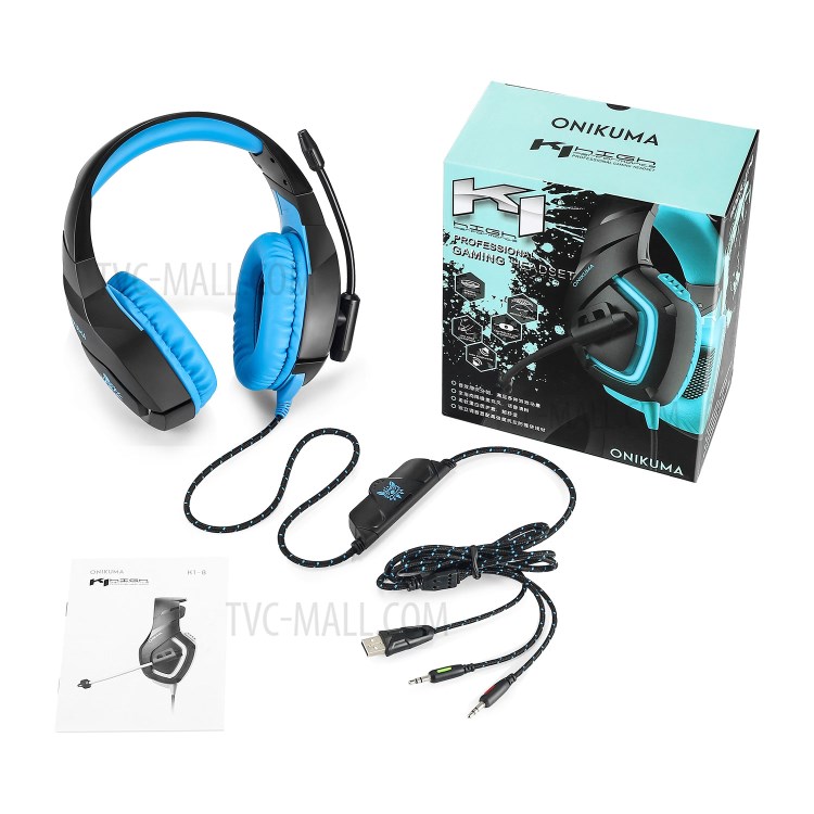 ONIKUMA K1-B Over-ear Noise Reduction PC Gaming Headphone with Mic for PS4 Laptop Computer Smart Phone Xbox One - Blue-21
