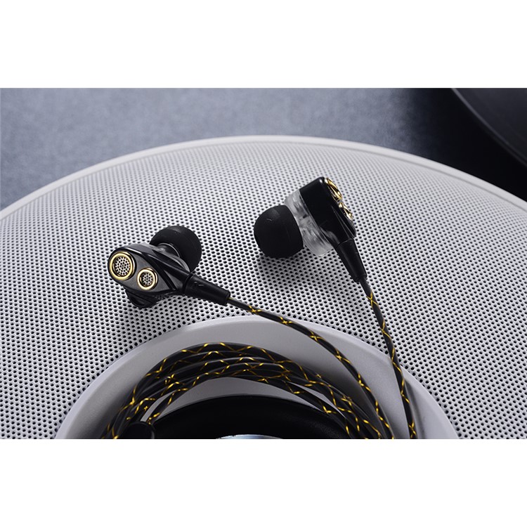 Four-horn 3.5mm In-Ear Double Driver Stereo Wired Headphone with Microphone for iPhone Samsung LG - Black-10