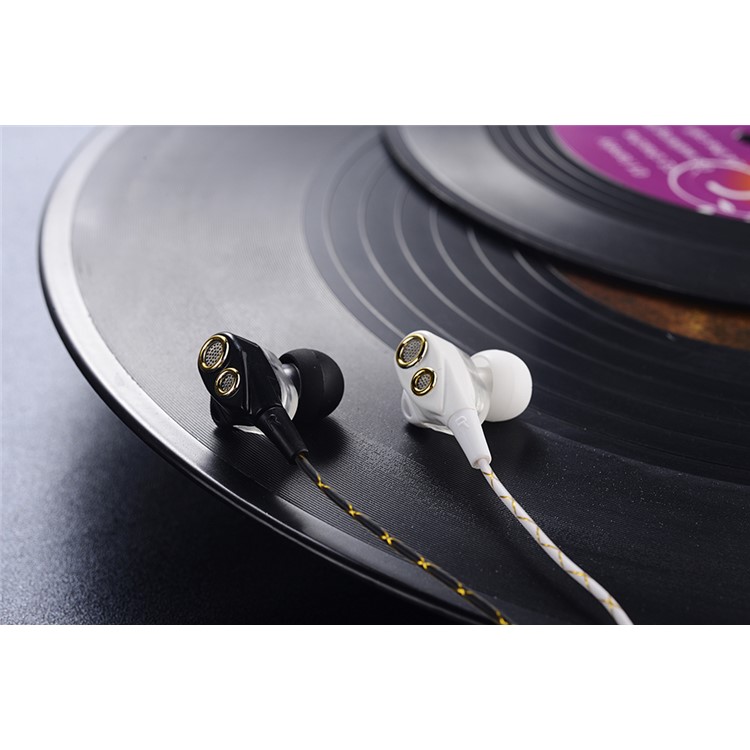 Four-horn 3.5mm In-Ear Double Driver Stereo Wired Headphone with Microphone for iPhone Samsung LG - Black-13