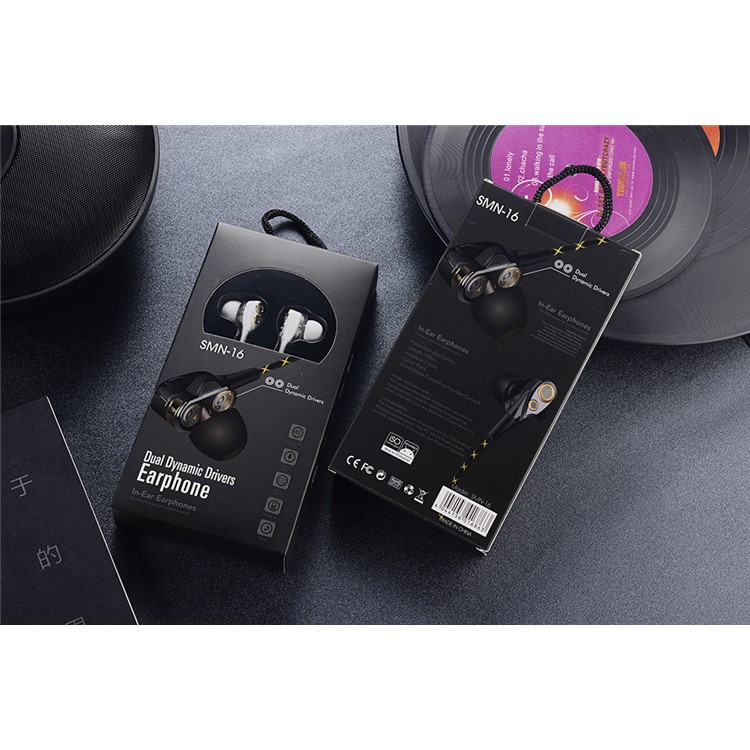 Four-horn 3.5mm In-Ear Double Driver Stereo Wired Headphone with Microphone for iPhone Samsung LG - Black-6