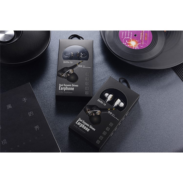 Four-horn 3.5mm In-Ear Double Driver Stereo Wired Headphone with Microphone for iPhone Samsung LG - Black-7