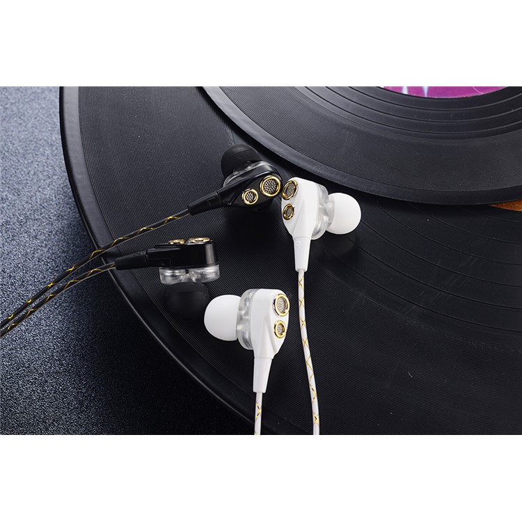 Four-horn 3.5mm In-Ear Double Driver Stereo Wired Headphone with Microphone for iPhone Samsung LG - Black-8