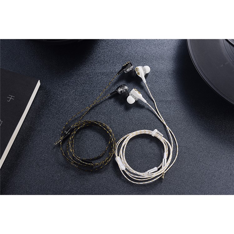 Four-horn 3.5mm In-Ear Double Driver Stereo Wired Headphone with Microphone for iPhone Samsung LG - Black-9