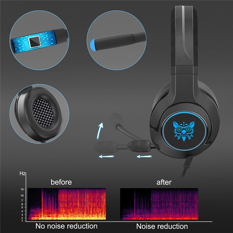 ONIKUMA K9 Over-Ear-Gaming-Kopfhörer Mit Kabel-PC-Stereo-Headset Mit Mikrofon-Lautstärkeregler - Blau-5