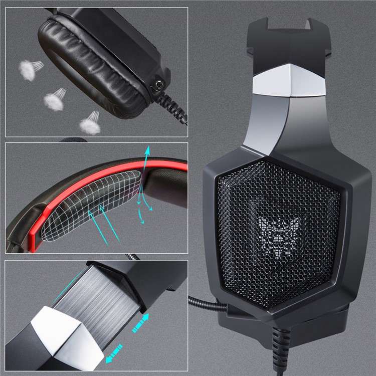 ONIKUMA K8 Gaming-Headset RGB-Lichtkopfhörer Mit Mikrofon Für PS4 Xbox One Computer-PC-Spieler - Schwarz / Rot-4