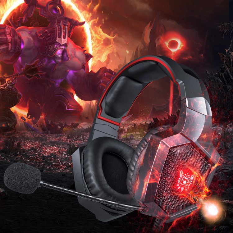 ONIKUMA K8 Gaming-Headset RGB-Lichtkopfhörer Mit Mikrofon Für PS4 Xbox One Computer-PC-Spieler - Schwarz / Rot-8