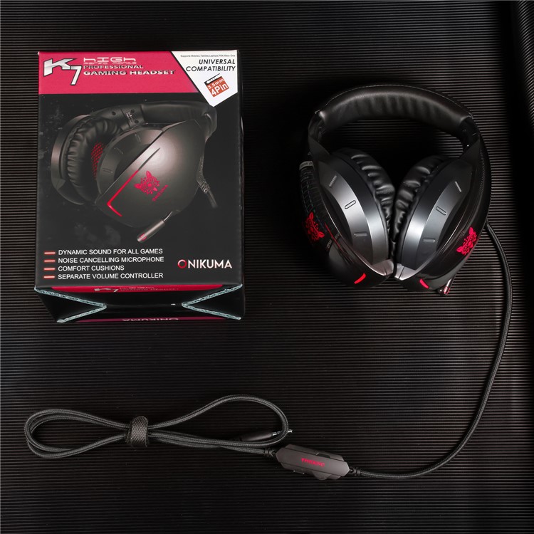 ONIKUMA K7 Kabelgebundenes Kopfhörer-Gaming-Headset Mit Mikrofon Für PS4 Xbox One Computer-PC-Spieler - Schwarz / Rot-11