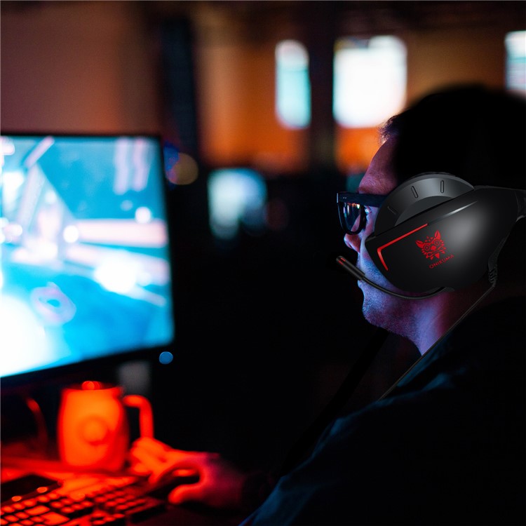 ONIKUMA K7 Kabelgebundenes Kopfhörer-Gaming-Headset Mit Mikrofon Für PS4 Xbox One Computer-PC-Spieler - Schwarz / Rot-12