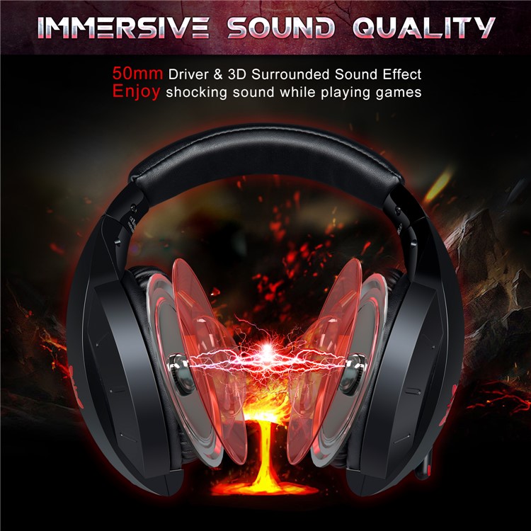 ONIKUMA K7 Kabelgebundenes Kopfhörer-Gaming-Headset Mit Mikrofon Für PS4 Xbox One Computer-PC-Spieler - Schwarz / Rot-4
