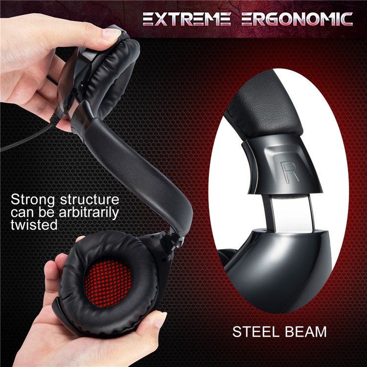 ONIKUMA K7 Kabelgebundenes Kopfhörer-Gaming-Headset Mit Mikrofon Für PS4 Xbox One Computer-PC-Spieler - Schwarz / Rot-8