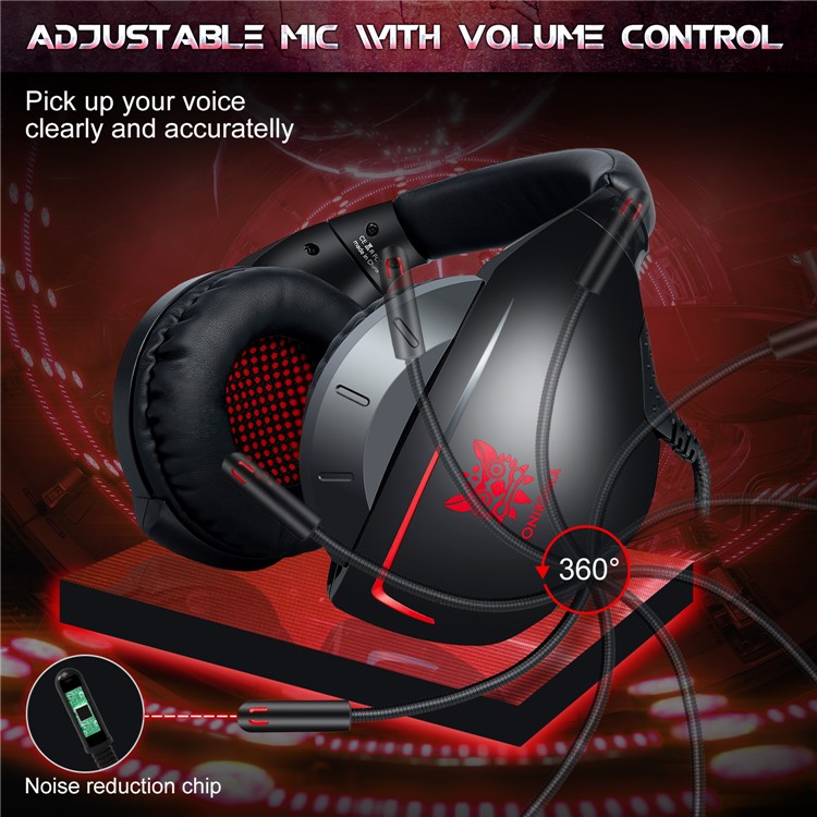 ONIKUMA K7 Kabelgebundenes Kopfhörer-Gaming-Headset Mit Mikrofon Für PS4 Xbox One Computer-PC-Spieler - Schwarz / Rot-9
