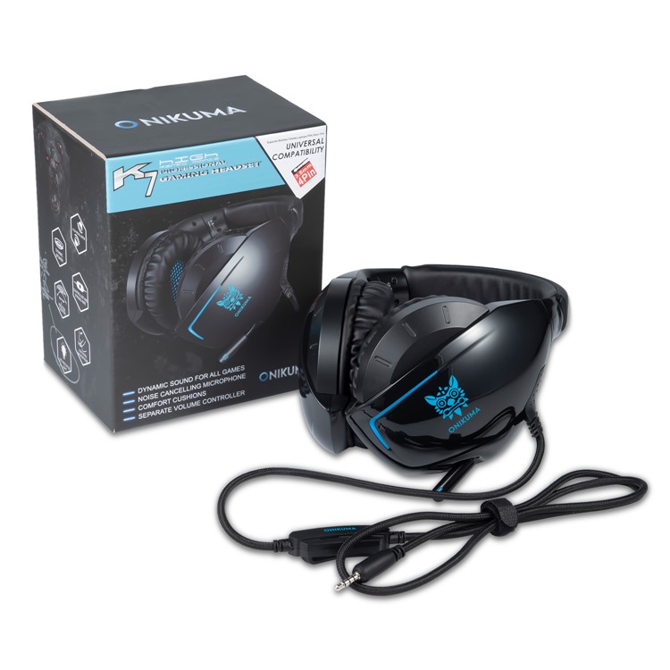 ONIKUMA K7 Gaming-Kopfhörer Mit Kabel Für PS4 Xbox One Computer PC-Spieler - Schwarz / Blau-14
