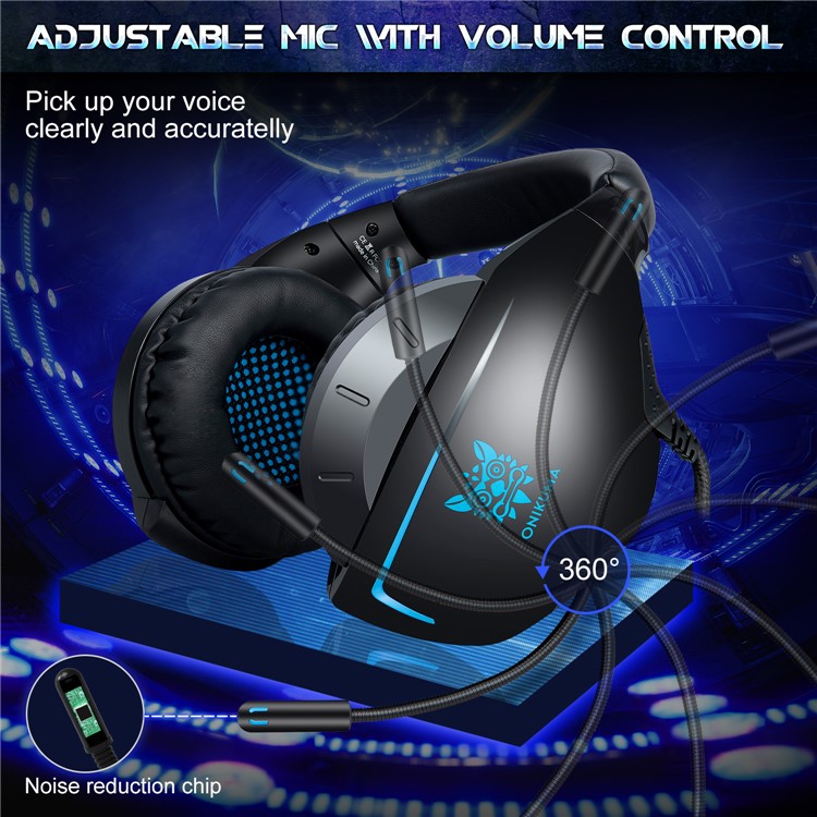 ONIKUMA K7 Gaming-Kopfhörer Mit Kabel Für PS4 Xbox One Computer PC-Spieler - Schwarz / Blau-9