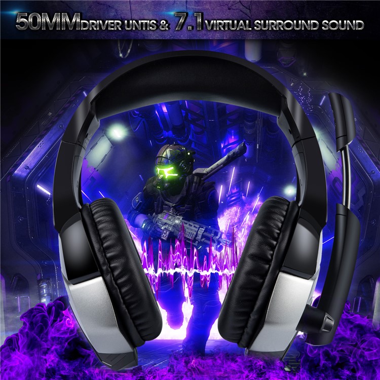 ONIKUMA K5 Pro Gaming-Headset Verdrahteter PS4-Kopfhörer Mit Noise Cancelling-Mikrofon Für PC-Laptop Xbox One - Schwarz / Blau-5