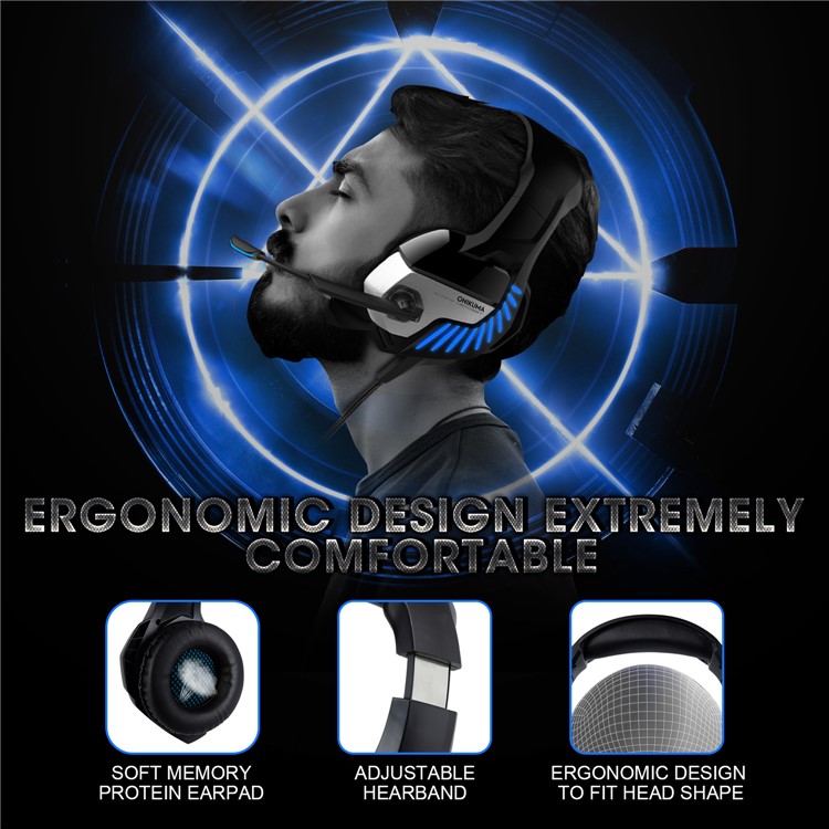 ONIKUMA K5 Pro Gaming-Headset Verdrahteter PS4-Kopfhörer Mit Noise Cancelling-Mikrofon Für PC-Laptop Xbox One - Schwarz / Blau-8