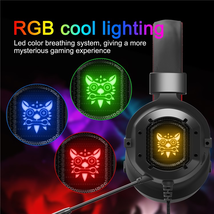 ONIKUMA K3 RGB-Gaming-Kopfhörer Mit Verdrahtetem Kopfhörer Und Mikrofon Für PC-Handy PS4 Xbox One Laptop - Schwarz / Rot-21