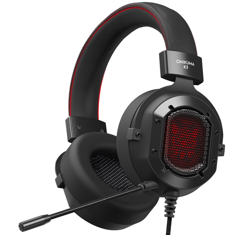 ONIKUMA K3 RGB-Gaming-Kopfhörer Mit Verdrahtetem Kopfhörer Und Mikrofon Für PC-Handy PS4 Xbox One Laptop - Schwarz / Rot-3