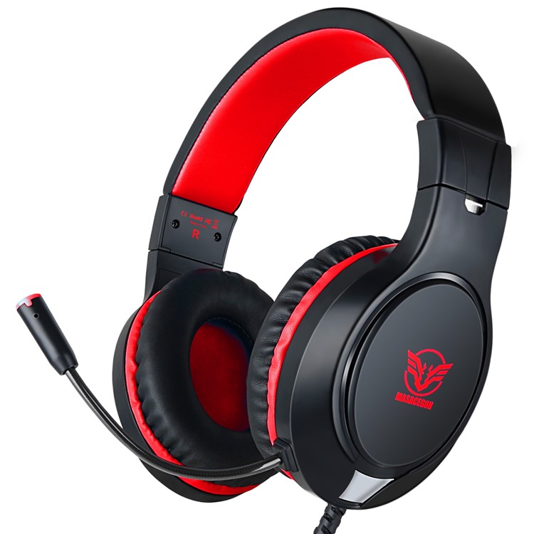 MASACEGON H-10 3.5mm Gaming Gaming Fone De Ouvido Fone De Ouvido Fone De Ouvido Headband Com Microfone Para Laptop Tablet Telefones Celulares - Vermelho-1