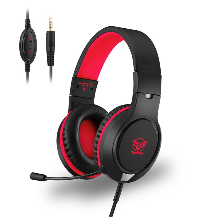 MASACEGON H-10 3.5mm Gaming Gaming Fone De Ouvido Fone De Ouvido Fone De Ouvido Headband Com Microfone Para Laptop Tablet Telefones Celulares - Vermelho-2