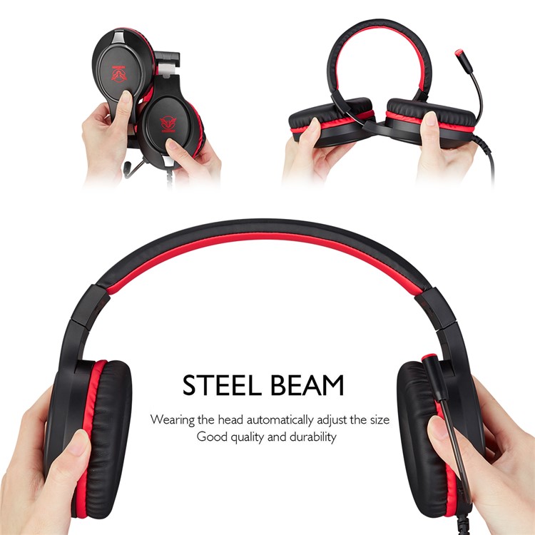 MASACEGON H-10 3.5mm Gaming Gaming Fone De Ouvido Fone De Ouvido Fone De Ouvido Headband Com Microfone Para Laptop Tablet Telefones Celulares - Vermelho-4