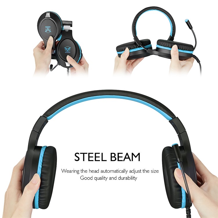 MASACEGON H-10 3,5-mm-Spiel-Gaming-Kopfhörer Kopfhörer-Kopfhörer Mit Mikrofon Für Laptop-Tablets - Blau-5