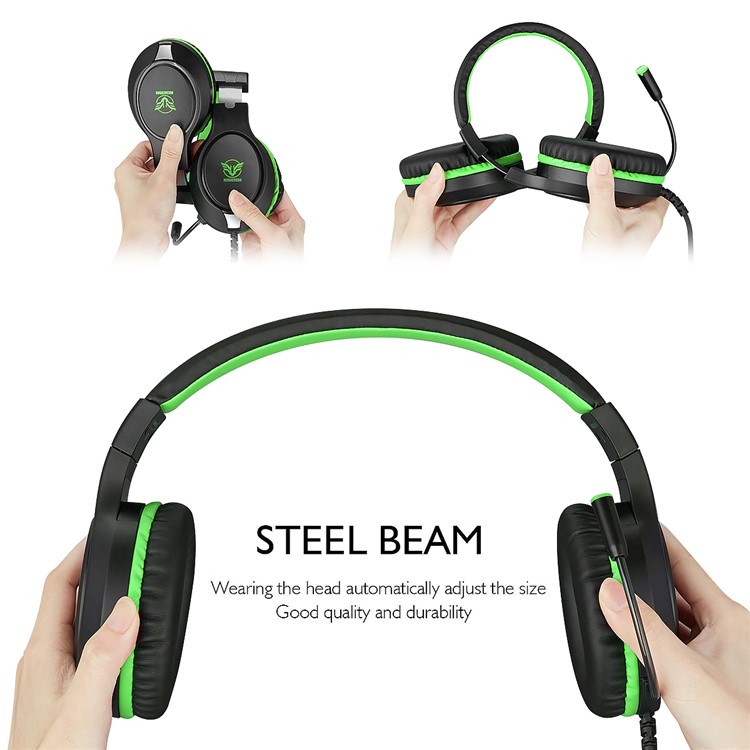 MASACEGON H-10 3.5mm Jogo Gaming Headband Fone De Ouvido Fone De Ouvido Fone De Ouvido Com Microfone Para Laptop Tablet Telefones Celulares - Verde-4