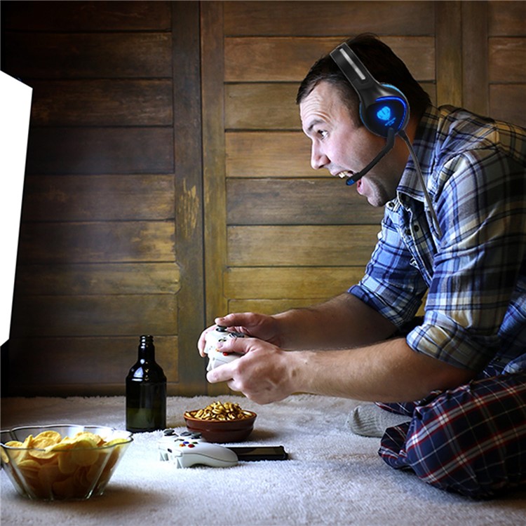 BUTFULAKE SL-100 3,5-mm-Gaming-Kopfhörer Mit Mikrofon Und LED-Licht - Schwarz / Blau-11