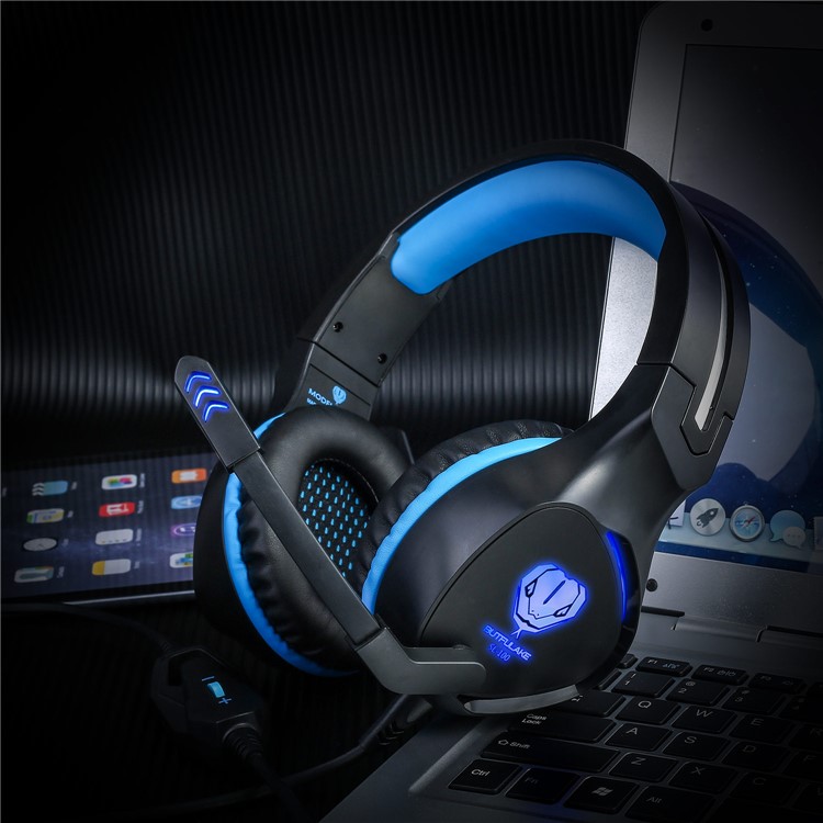 BUTFULAKE SL-100 3,5-mm-Gaming-Kopfhörer Mit Mikrofon Und LED-Licht - Schwarz / Blau-12