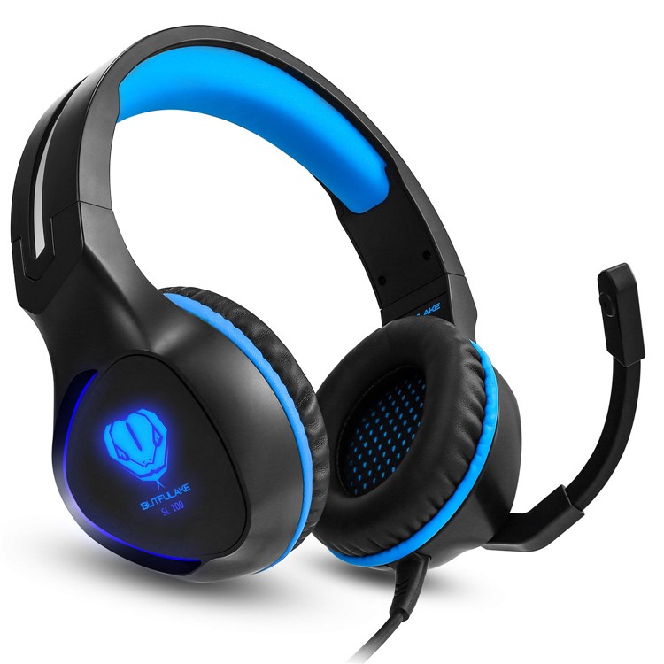 BUTFULAKE SL-100 3,5-mm-Gaming-Kopfhörer Mit Mikrofon Und LED-Licht - Schwarz / Blau-4