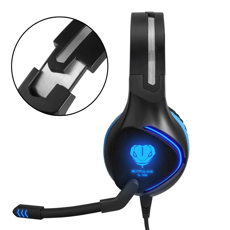 BUTFULAKE SL-100 3,5-mm-Gaming-Kopfhörer Mit Mikrofon Und LED-Licht - Schwarz / Blau-8
