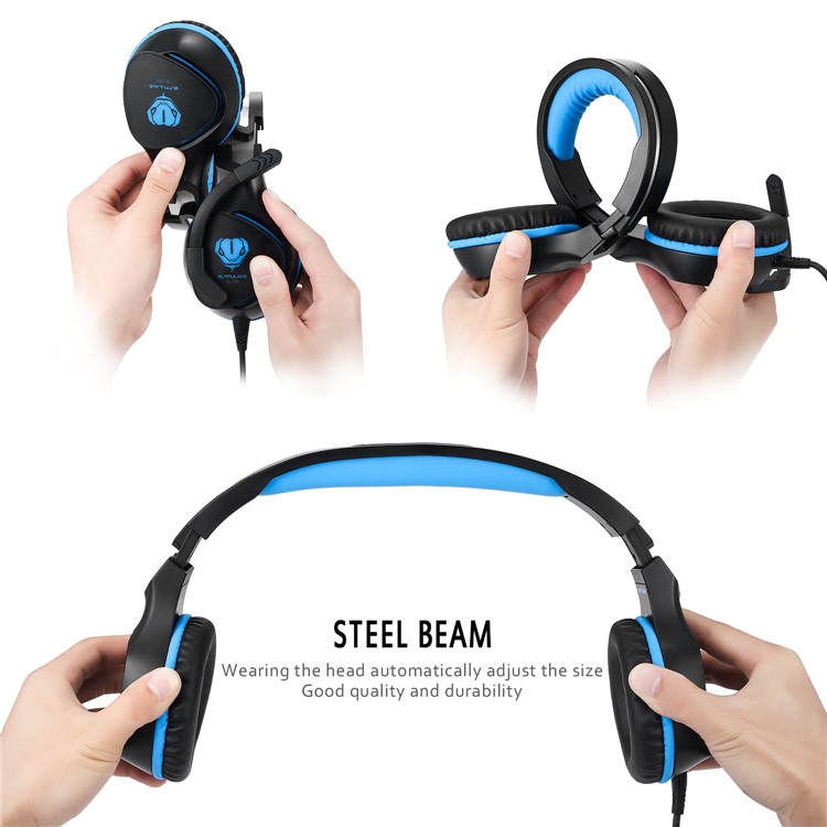 BUTFULAKE SL-100 3,5-mm-Gaming-Kopfhörer Mit Mikrofon Und LED-Licht - Schwarz / Blau-9