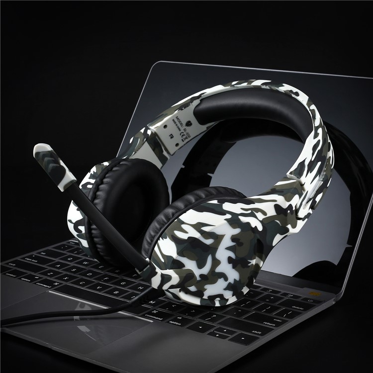 BUTFULLAKE SL-180 Camouflage 3,5-mm-Spielkopfhörer Mit Mikrofon Für Tablet-Handy Laptop PS4 XBOX Etc - Grau-11