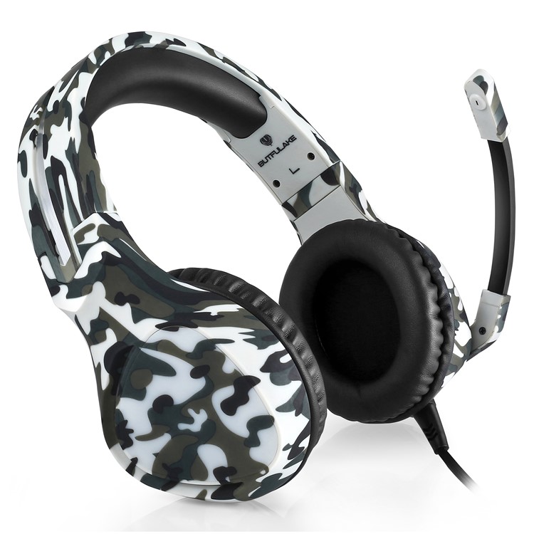 BUTFULLAKE SL-180 Camouflage 3,5-mm-Spielkopfhörer Mit Mikrofon Für Tablet-Handy Laptop PS4 XBOX Etc - Grau-2