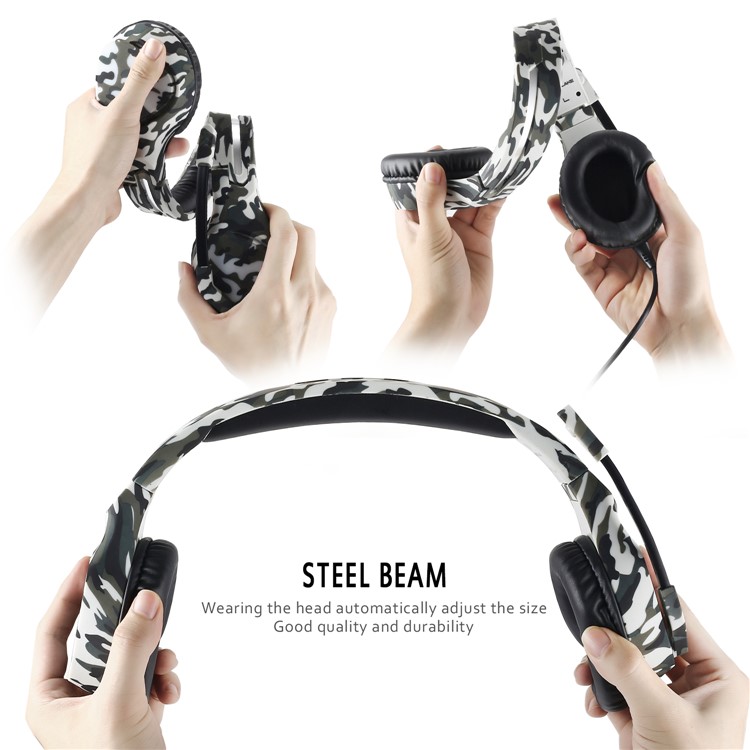 BUTFULLAKE SL-180 Camouflage 3,5-mm-Spielkopfhörer Mit Mikrofon Für Tablet-Handy Laptop PS4 XBOX Etc - Grau-9