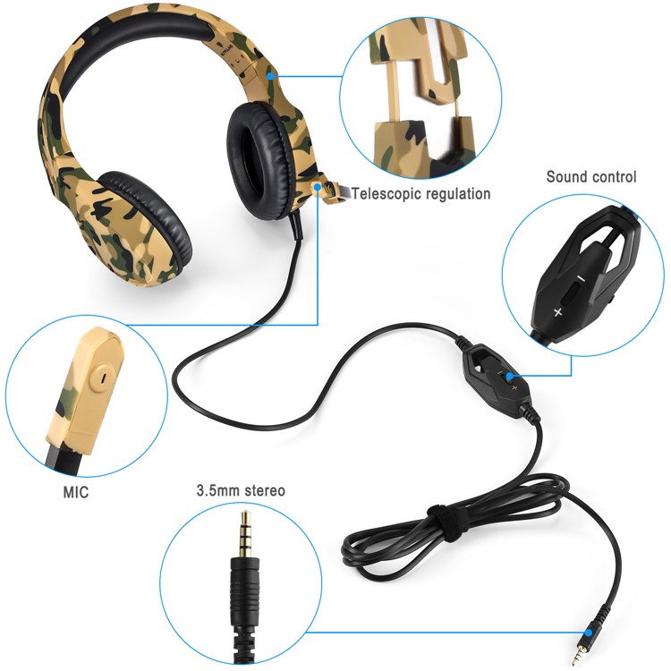 BUTFULLAKE SL-180 Juego De Auriculares De 3,5 Mm Con Micrófono Para Tableta, Computadora Portátil, PS4 XBOX, Etc. - Marrón-9