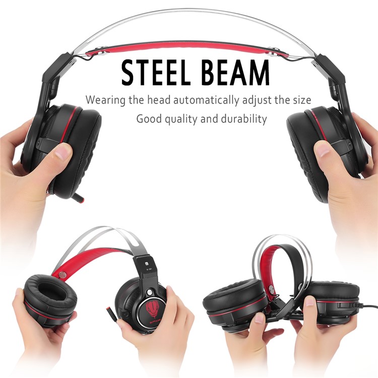 BUTFULLAKE SL-320 3,5-mm-Spielkopfhörer-Kopfhörer-Kopfband Mit Mikrofon-LED-Licht Für Laptop-Tablets-6